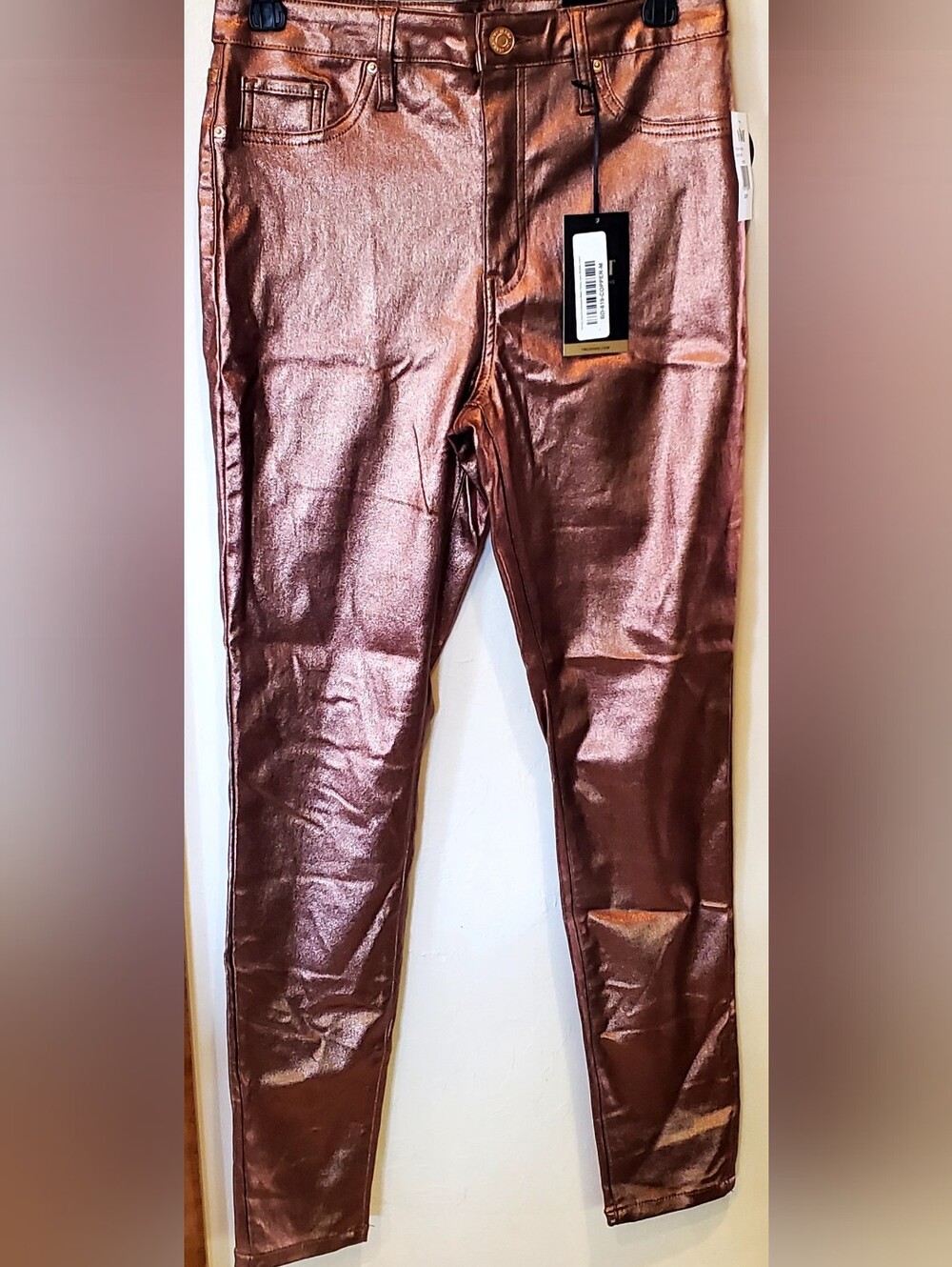 YMI Metallic Copper High-Rise Stretch Ankle Jeans Size 8